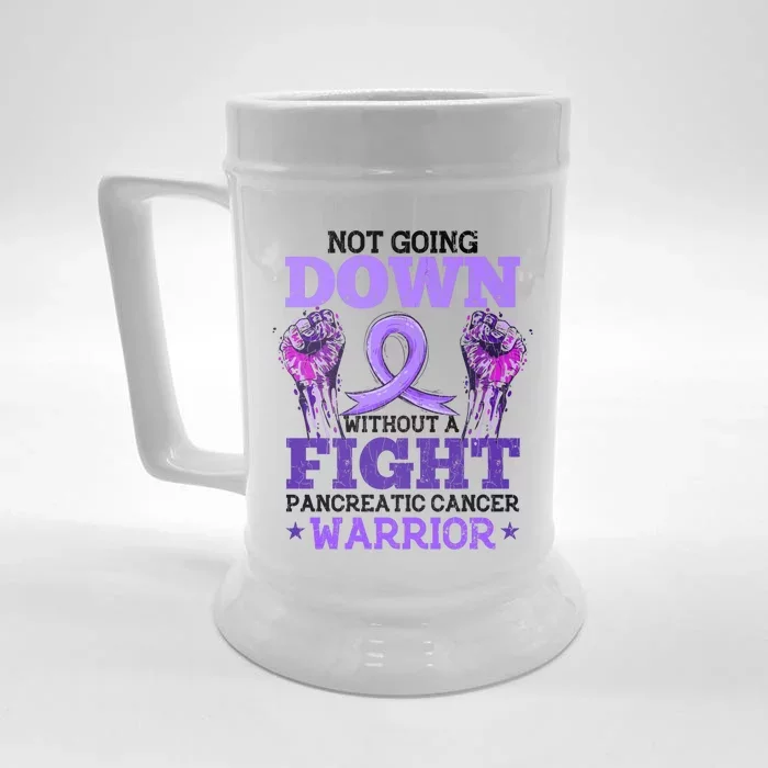 Fighting Pancreatic Cancer Warrior Awareness Purple Graphic Gift Front & Back Beer Stein