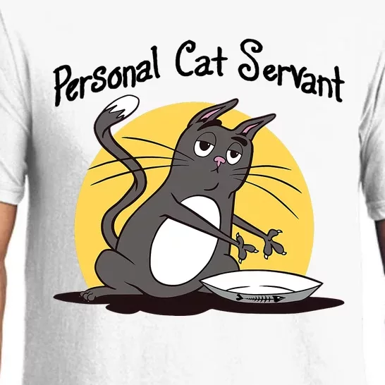 Funny Personal Cat Servant Funny Black Cat Lover Mom Cat Dad Pajama Set