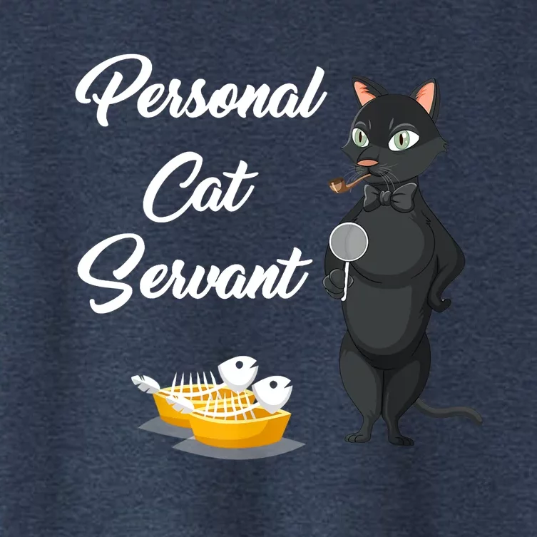 Funny Personal Cat Servant Funny Black Cat Lover Mom Cat Dad Women's Crop Top Tee