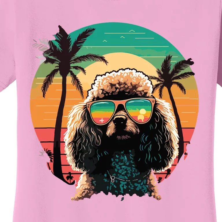 Funny Poodle Dog Miniature Poodle Toy Poodle Retro Sunset Women's T-Shirt