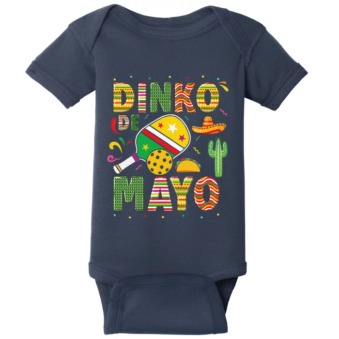 Funny Pickleball Dinko De Mayo Cinco De Mayo Pickleball Pun Baby Bodysuit