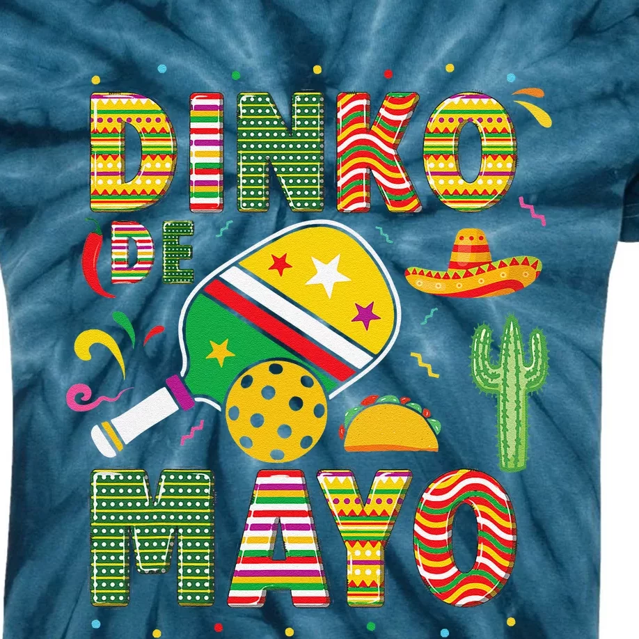 Funny Pickleball Dinko De Mayo Cinco De Mayo Pickleball Pun Kids Tie-Dye T-Shirt