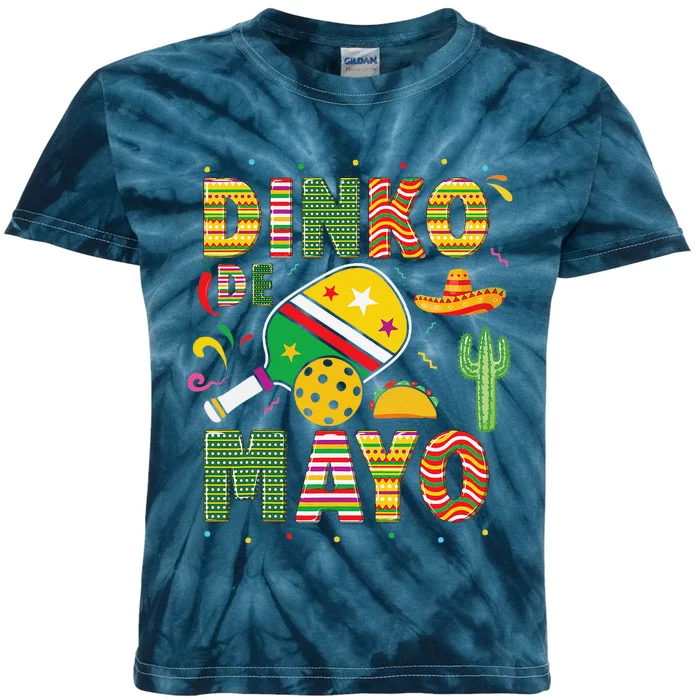 Funny Pickleball Dinko De Mayo Cinco De Mayo Pickleball Pun Kids Tie-Dye T-Shirt