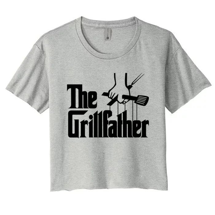 Funny Parody Dad Grilling Bbq Meat Humor Grillfather Gift Women's Crop Top Tee