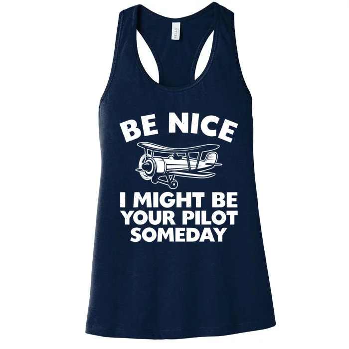 Funny Pilot Design For Aviation Airplane Pilot Women's Racerback Tank