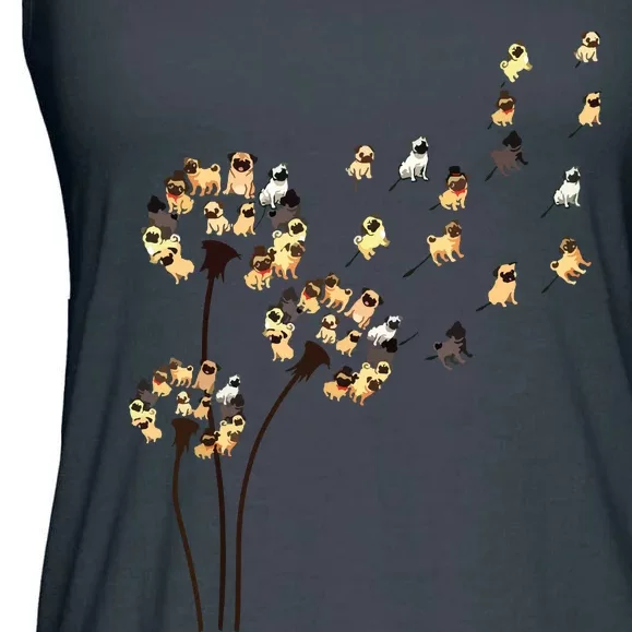 Flower Pug Dog Dandelion Funny Animals Lover Ladies Essential Flowy Tank