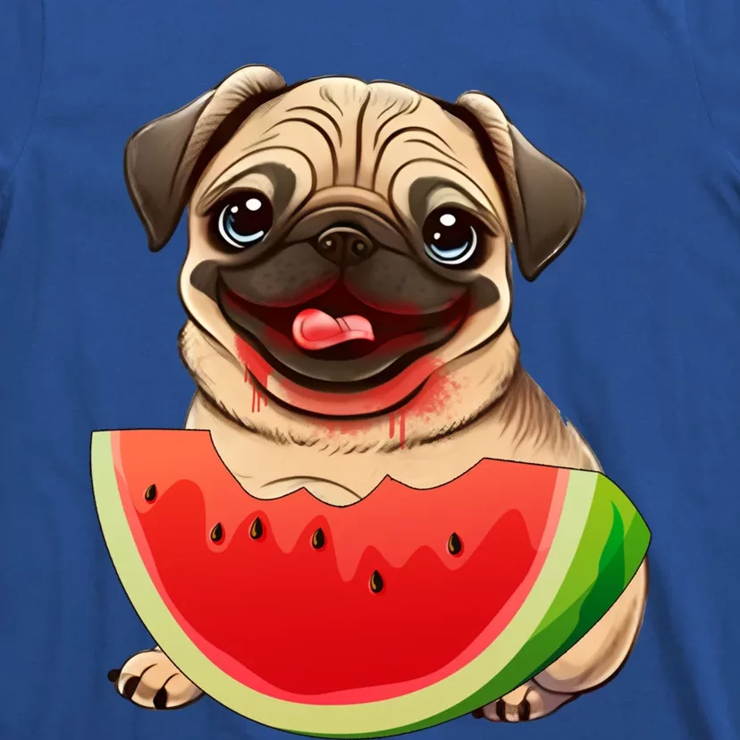 Funny Pug Dog And Watermelon Slice Summer Vacation Great Gift T-Shirt