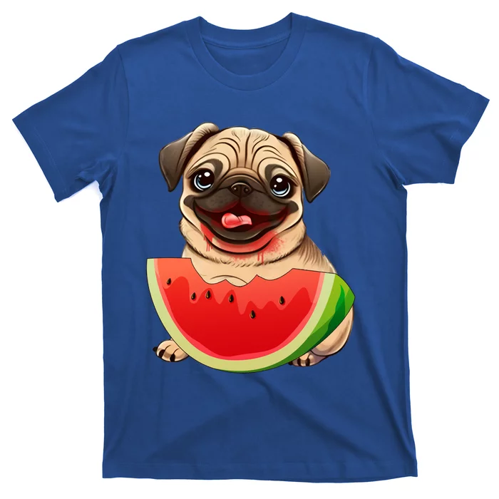 Funny Pug Dog And Watermelon Slice Summer Vacation Great Gift T-Shirt