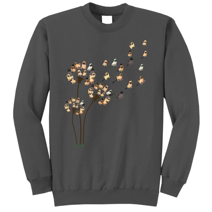 Flower Pug Dogs Dandelion Funny Animal Lovers Tees Men Women Tall Sweatshirt