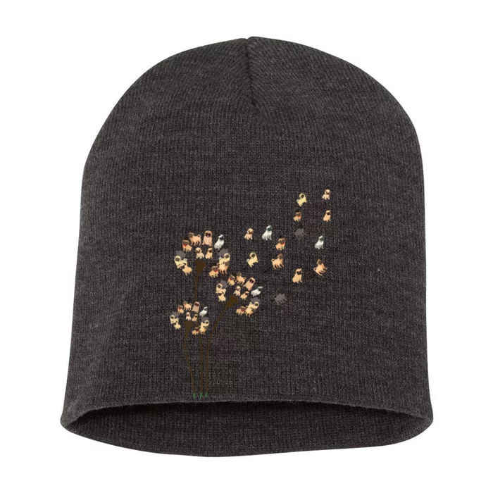 Flower Pug Dogs Dandelion Funny Animal Lovers Tees Men Women Short Acrylic Beanie