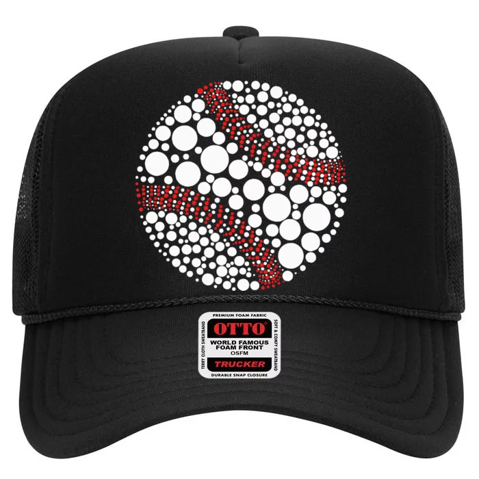 Funny Polka Dot Baseball Lover Player International Dot Day High Crown Mesh Trucker Hat