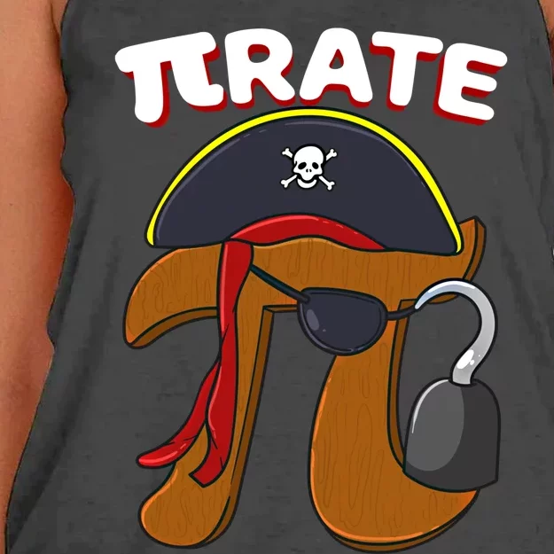 Funny Pi Day Pirate Pi Symbol Graphic Art Math Lover Gift Women's Knotted Racerback Tank