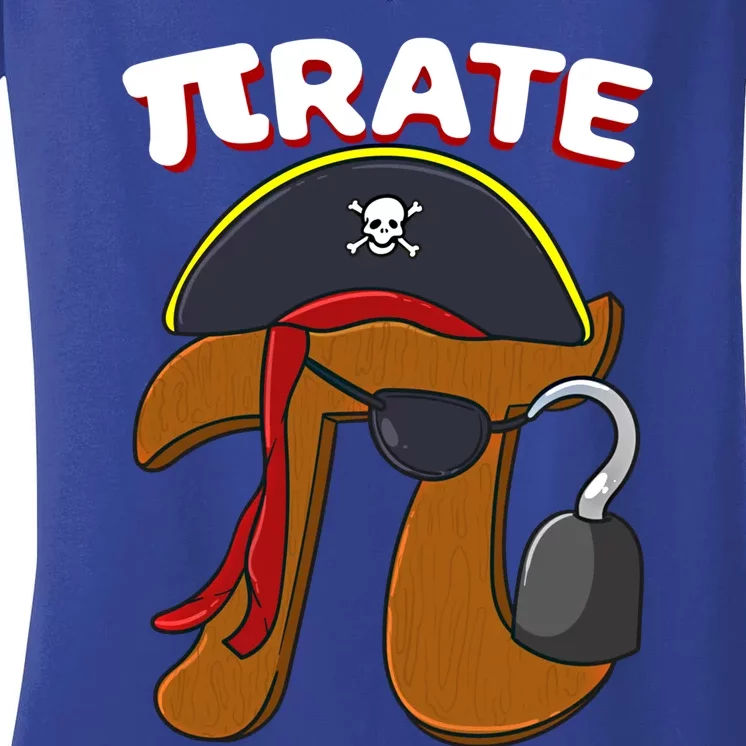 Funny Pi Day Pirate Pi Symbol Graphic Art Math Lover Gift Women's V-Neck T-Shirt