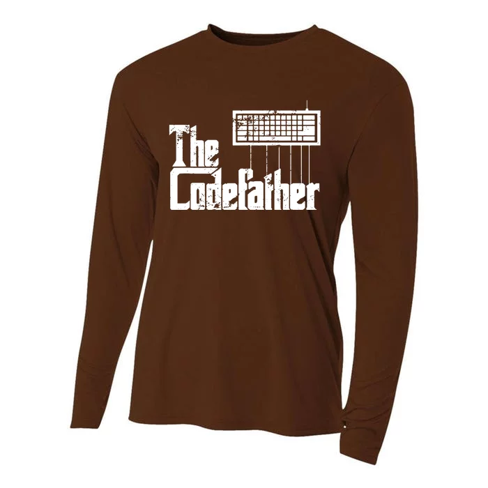 Funny Programmer Dad Gift The Codefather Vintage Coder Cooling Performance Long Sleeve Crew