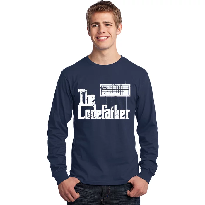 Funny Programmer Dad Gift The Codefather Vintage Coder Long Sleeve Shirt