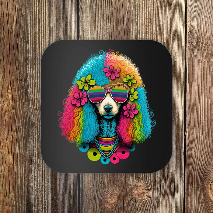 Funny Poodle Dog Miniature Poodle Toy Poodle Hippie Coaster