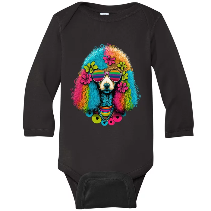 Funny Poodle Dog Miniature Poodle Toy Poodle Hippie Baby Long Sleeve Bodysuit