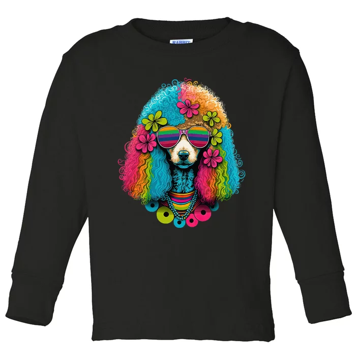 Funny Poodle Dog Miniature Poodle Toy Poodle Hippie Toddler Long Sleeve Shirt