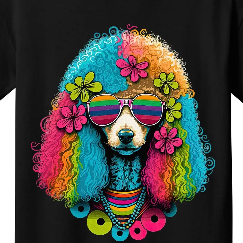 Funny Poodle Dog Miniature Poodle Toy Poodle Hippie Kids T-Shirt