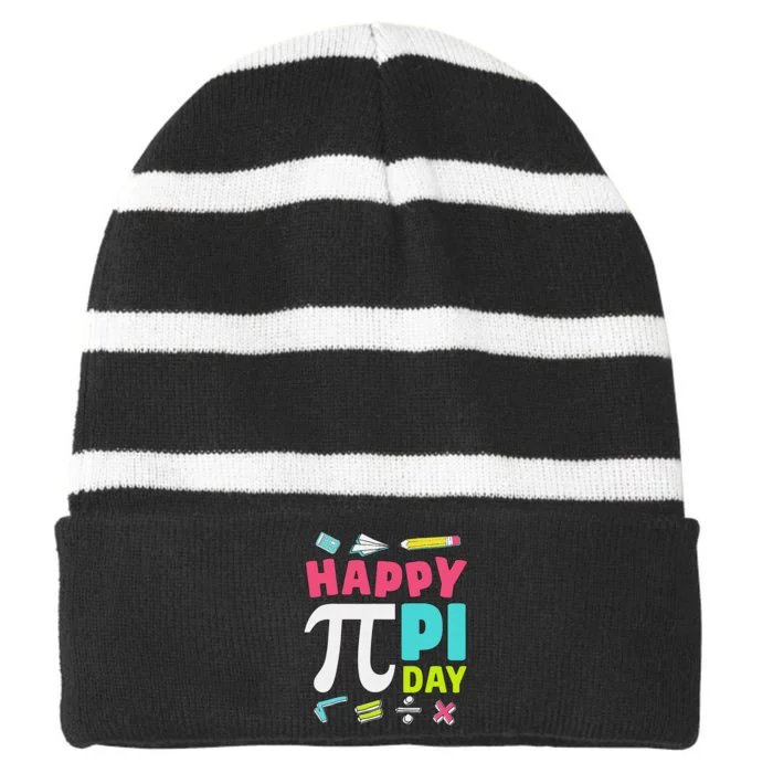 Funny Pi Day Shirt Spiral Pi Math Tee for Pi Day 3.14 Striped Beanie with Solid Band