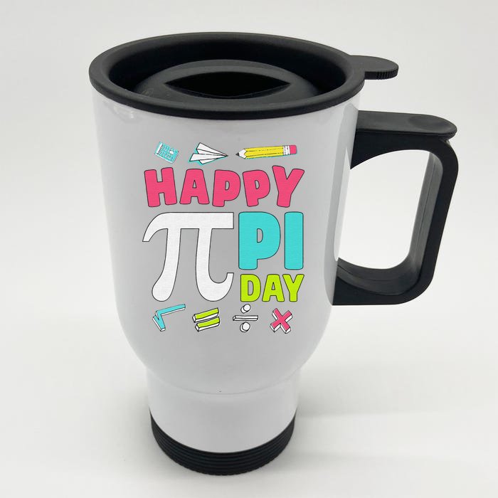 Funny Pi Day Shirt Spiral Pi Math Tee for Pi Day 3.14 Front & Back Stainless Steel Travel Mug