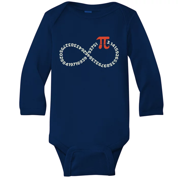 Funny Pi Day Infinity Symbol Math Geek Infinite Sign Baby Long Sleeve Bodysuit