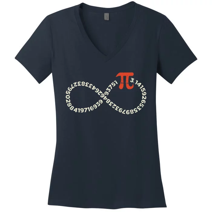 Funny Pi Day Infinity Symbol Math Geek Infinite Sign Women's V-Neck T-Shirt