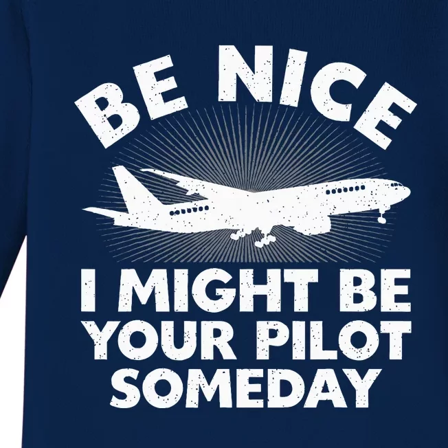 Funny Pilot Design Aviation Airplane Pilot Baby Long Sleeve Bodysuit