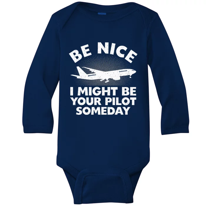 Funny Pilot Design Aviation Airplane Pilot Baby Long Sleeve Bodysuit