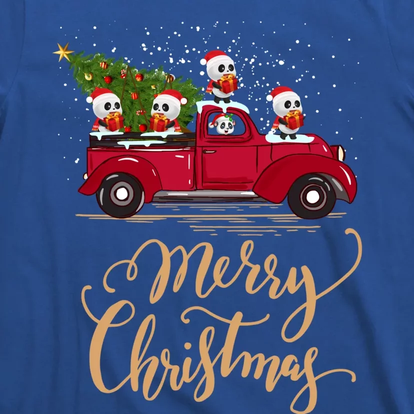 Funny Panda Driving Christmas Tree Truck Panda Christmas Gift T-Shirt