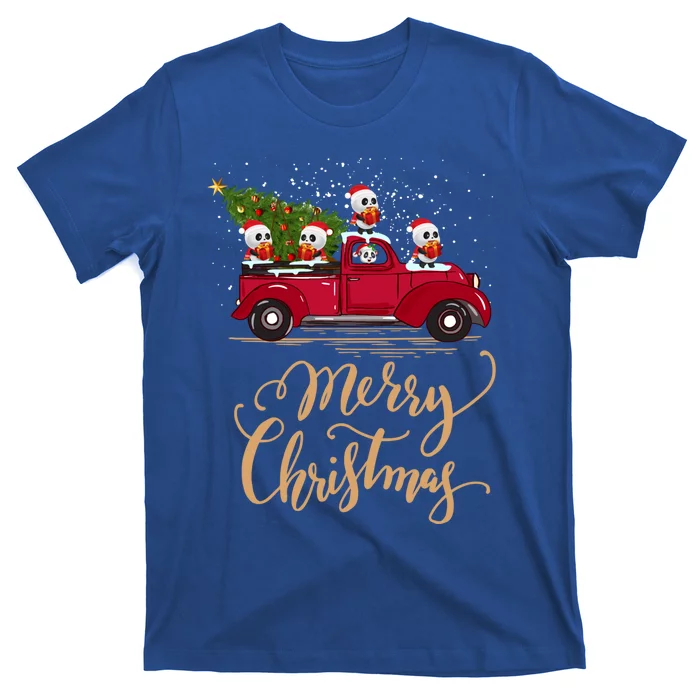 Funny Panda Driving Christmas Tree Truck Panda Christmas Gift T-Shirt