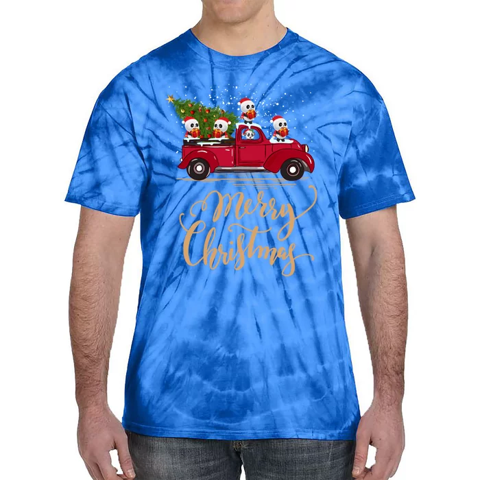 Funny Panda Driving Christmas Tree Truck Panda Christmas Gift Tie-Dye T-Shirt