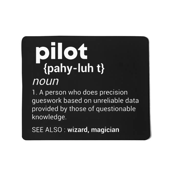 Funny Pilot Definition Design Airplane Jet Aviation Graphic Mousepad