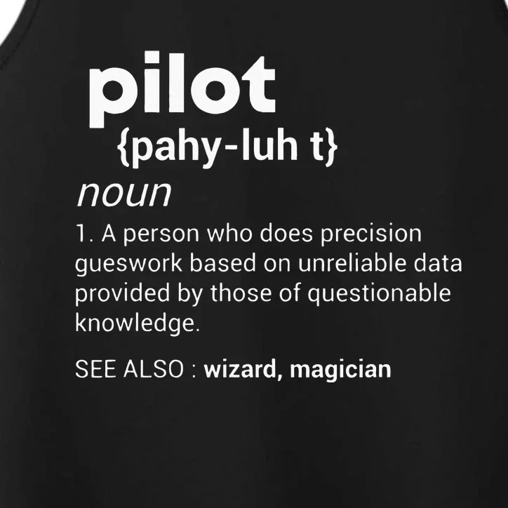 Funny Pilot Definition Design Airplane Jet Aviation Graphic Performance Tank