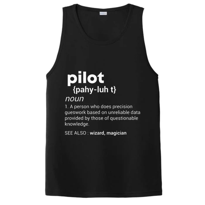 Funny Pilot Definition Design Airplane Jet Aviation Graphic Performance Tank