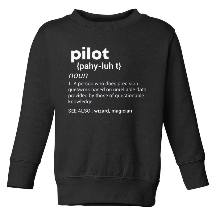 Funny Pilot Definition Design Airplane Jet Aviation Graphic Toddler Sweatshirt