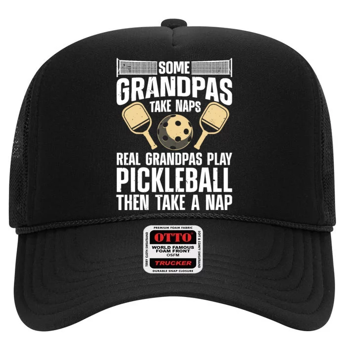 Funny Pickleball Design For Grandpa Pickleball Player High Crown Mesh Trucker Hat