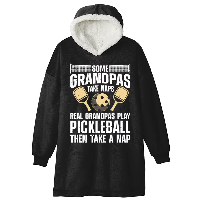 Funny Pickleball Design For Grandpa Pickleball Player Hooded Wearable Blanket