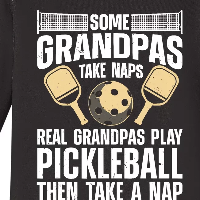 Funny Pickleball Design For Grandpa Pickleball Player Baby Long Sleeve Bodysuit