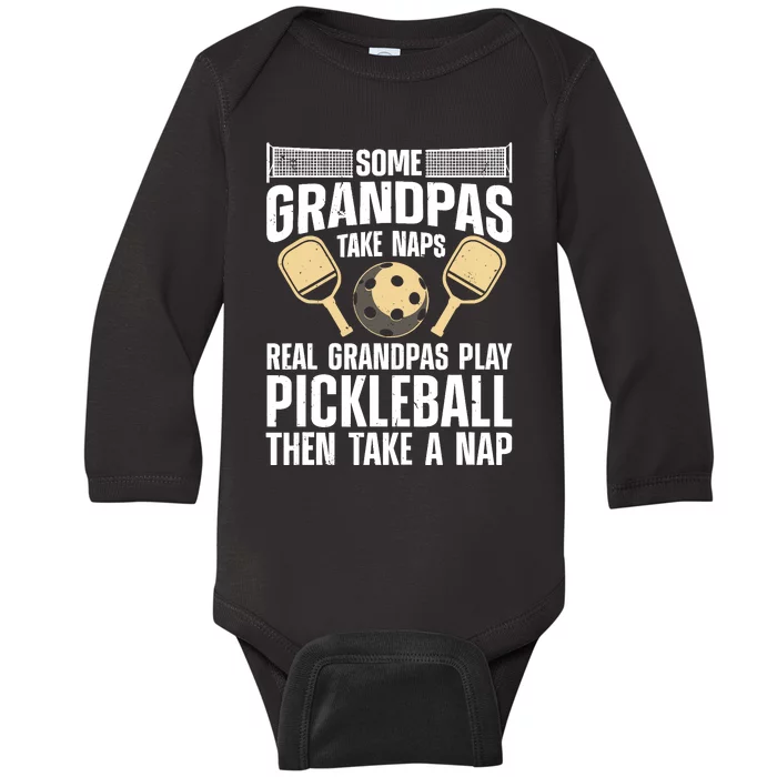 Funny Pickleball Design For Grandpa Pickleball Player Baby Long Sleeve Bodysuit