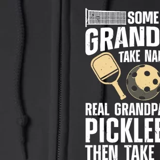 Funny Pickleball Design For Grandpa Pickleball Player Full Zip Hoodie