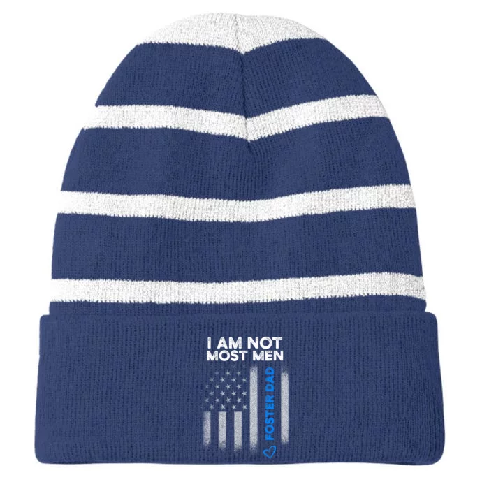 Foster Parent Dad Most  Foster Care Striped Beanie with Solid Band