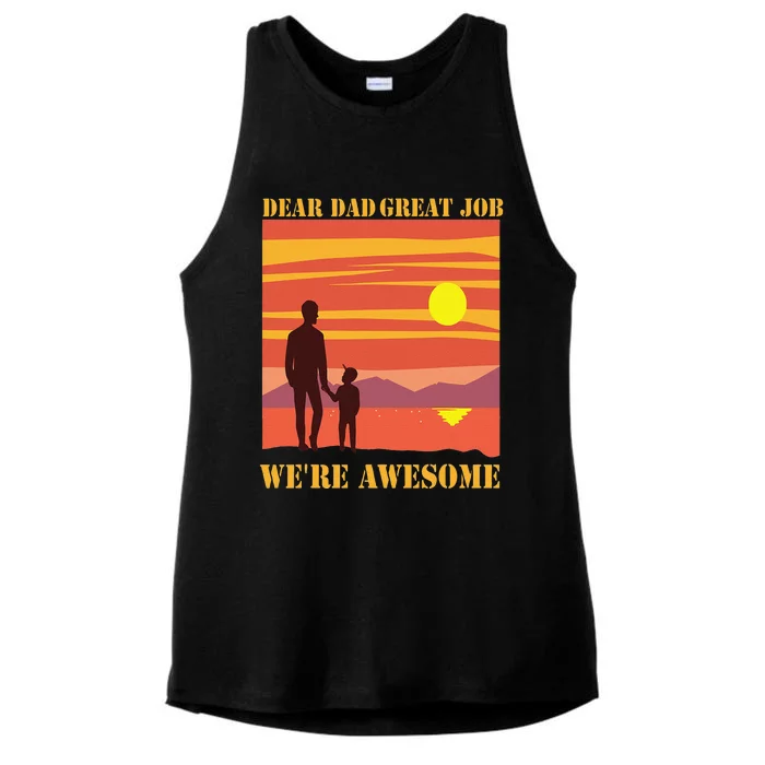 Funny Personalized Dear Dad Great Job Were Awesome Cool Dad Gift Ladies Tri-Blend Wicking Tank