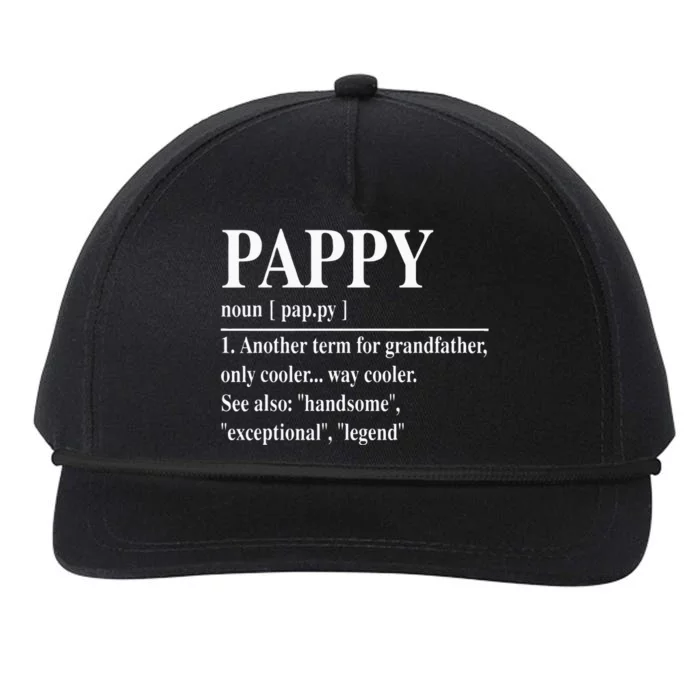 Funny Pappy Definitions Fathers Day Pappy Snapback Five-Panel Rope Hat