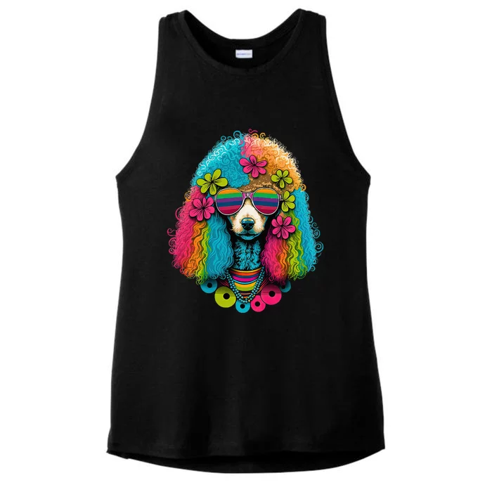 Funny Poodle Dog Miniature Poodle Toy Poodle Hippie Ladies Tri-Blend Wicking Tank