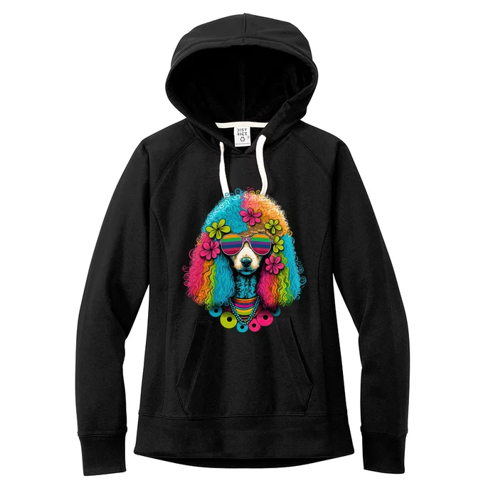 Funny Poodle Dog Miniature Poodle Toy Poodle Hippie Women's Fleece Hoodie