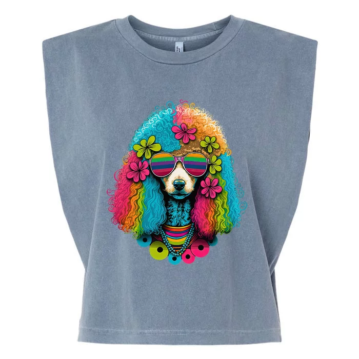 Funny Poodle Dog Miniature Poodle Toy Poodle Hippie Garment-Dyed Women's Muscle Tee