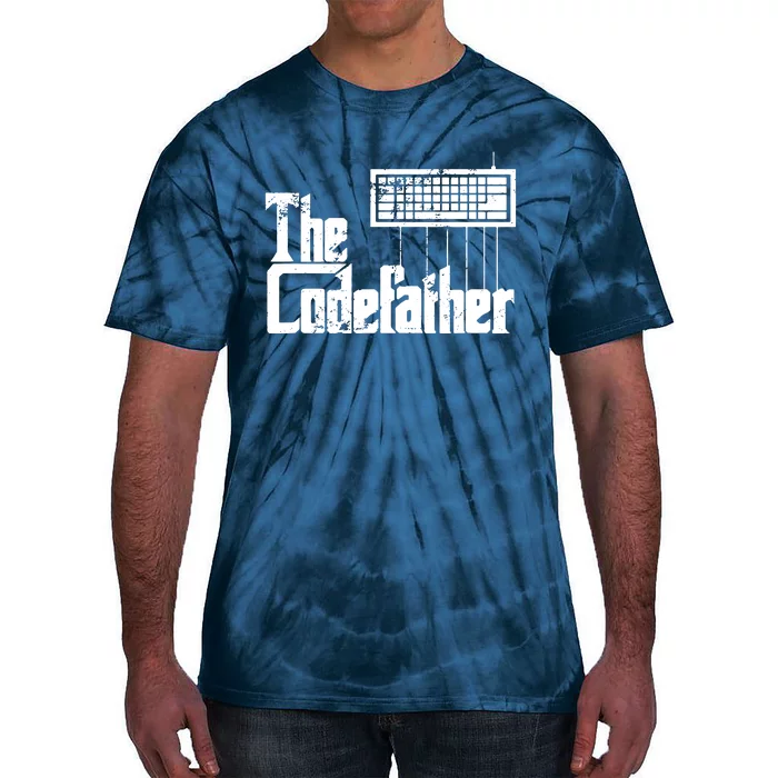 Funny Programmer Dad Gift The Codefather Vintage Coder Tie-Dye T-Shirt