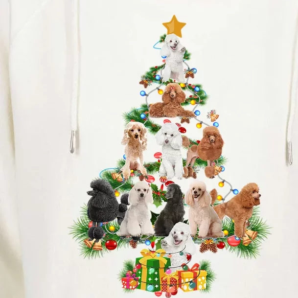 Funny Poodles Dog Merry Christmas Tree Poodles Lover Xmas Gift Womens Funnel Neck Pullover Hood