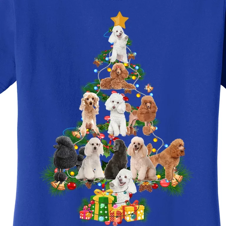 Funny Poodles Dog Merry Christmas Tree Poodles Lover Xmas Gift Women's T-Shirt